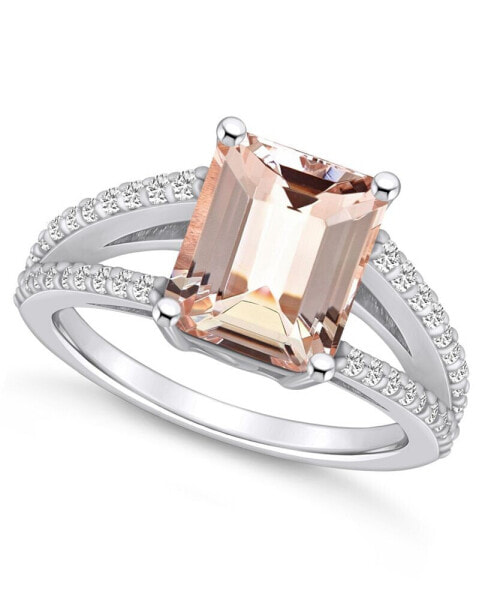 Morganite and Diamond Accent Ring in 14K White Gold