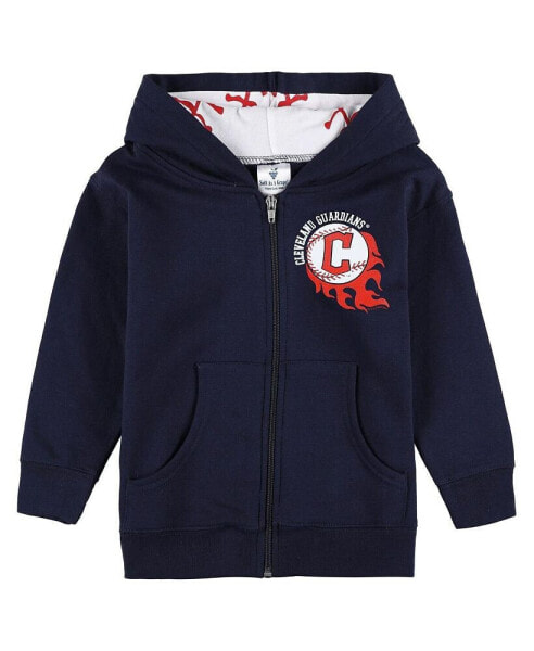 Baby Boys and Girls Navy Cleveland Guardians Baseball Full-Zip Hoodie