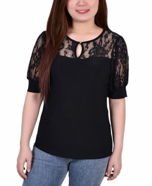 Petite Puff Sleeve Lace Top