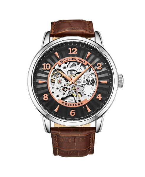 Men's Brown Leather Strap Watch 48mm