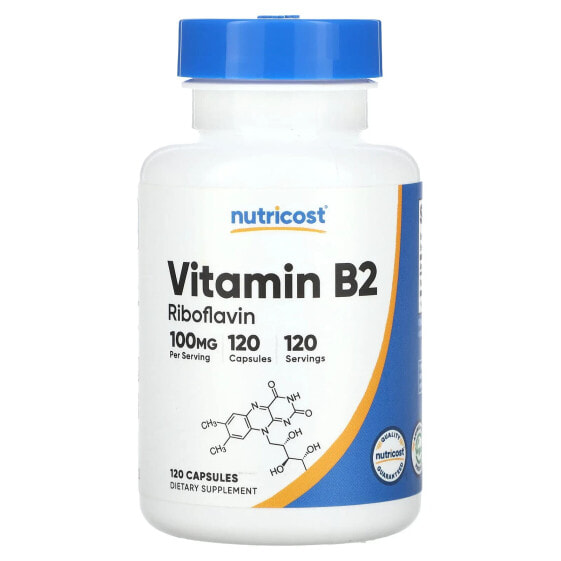 Nutricost, Витамин B2, 100 мг, 120 капсул