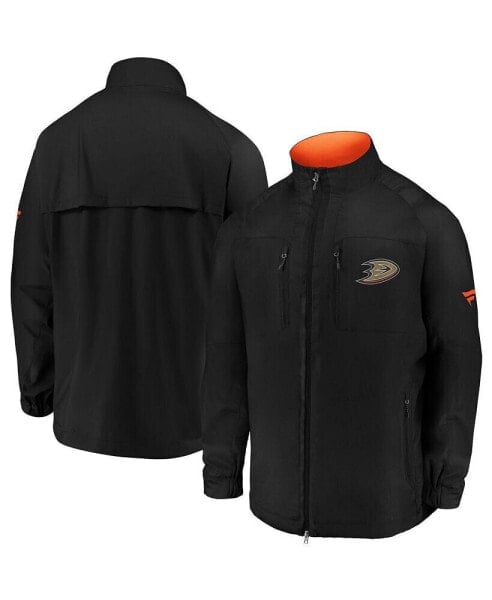 Men's Black Anaheim Ducks Authentic Pro Locker Room Rink Raglan Full-Zip Jacket