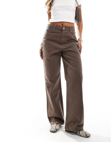 New Look wide leg jeans in brown