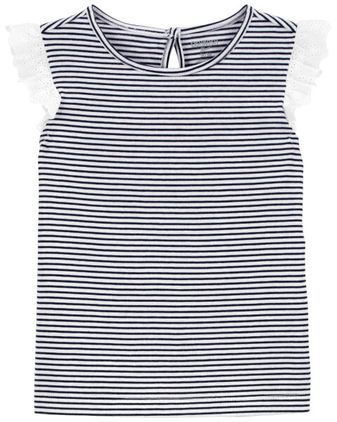 Toddler Striped Eyelet Ruffle Top 4T