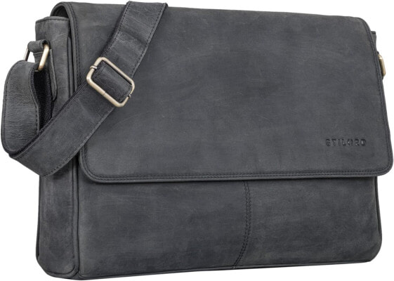 STILORD 'Oskar' Shoulder Bag Laptop Bag 15 Inch Genuine Leather Messenger Bag Business Vintage Look