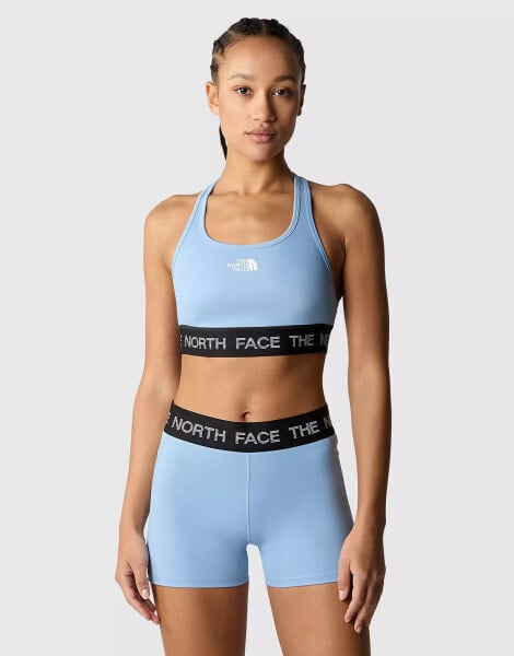 The North Face sports bra in steel blue