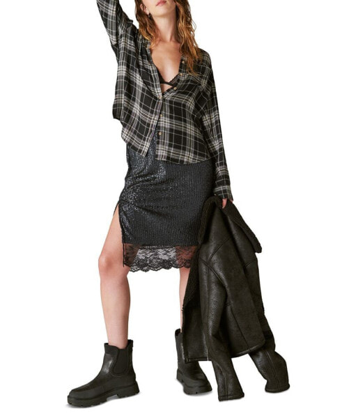 Women's Cloud Plaid Boyfriend Shirt