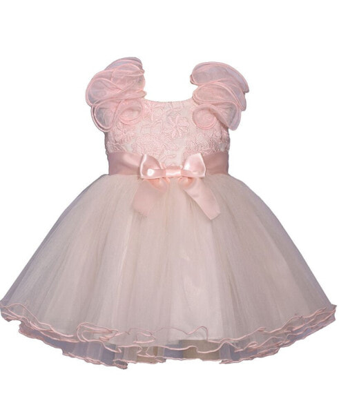 Baby Girls Sleeveless Sparkle Embroidery to Mesh Ballerina Dress