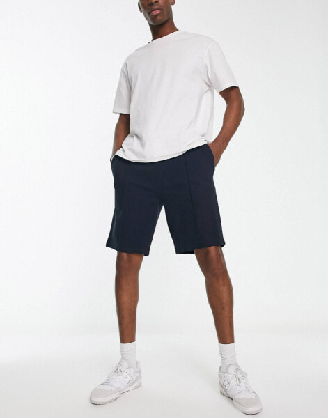 Ben Sherman pique short with pinktuck seam in navy