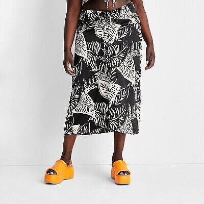Women's Botanical Tie-Front Flowy Midi Skirt - Future Collective with Alani