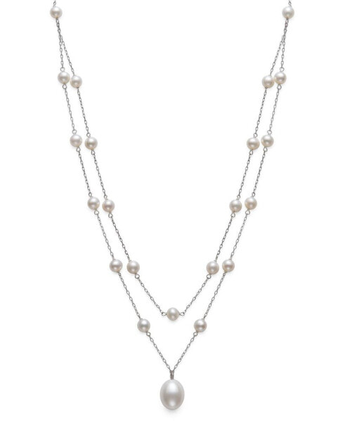 Cultured Freshwater Pearl (5-6mm & 9-10mm) 16" Layered Necklace in Sterling Silver