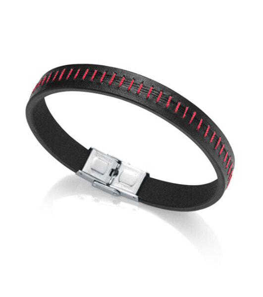 Black men´s leather bracelet Heat 75218P01010