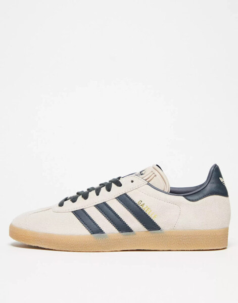 adidas Originals Gazelle trainers in taupe and indigo