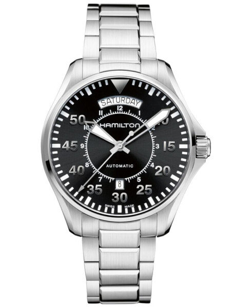 Men's Swiss Automatic Khaki Pilot Stainless Steel Bracelet Watch 42mm H64615135