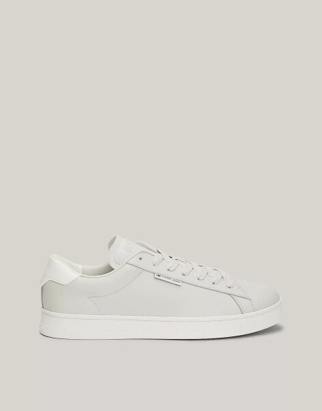 Tommy Jeans Leather Cupsole Trainers in Grey