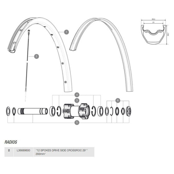 MAVIC Crossroc 29 Rear Right 12 Units Spoke