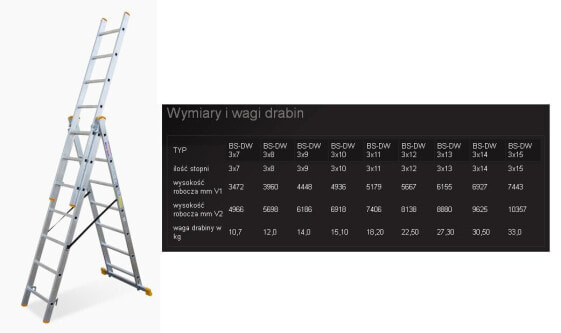 BAYERSYSTEM DRABINA ALUMINIOWA 3x 7 STOPNI