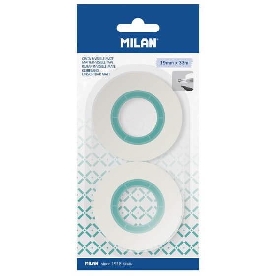MILAN Blister Pack 2 Invisible Matte Adhesive Tapes 19x33 m