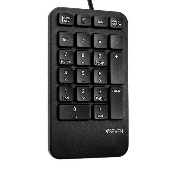 V7 Professional USB Keypad - USB - 21 - Universal - 1.8 m - Black