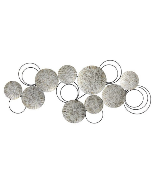 Galvanized Embossed Discs Wall Art Decor, 4.5' x 2'