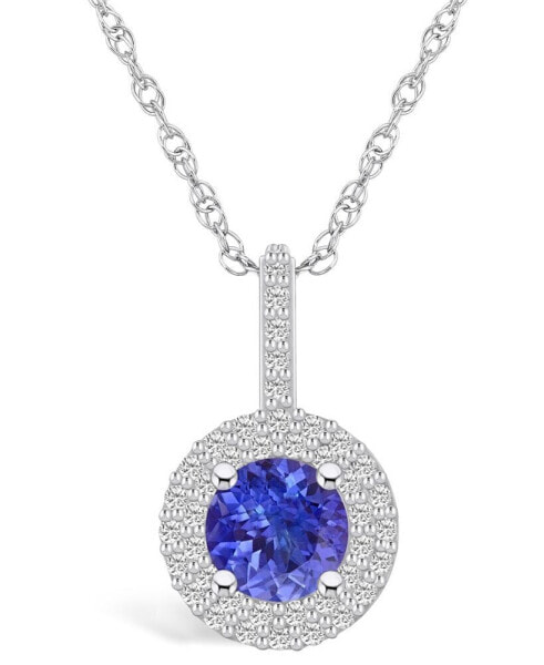 Macy's tanzanite (1-3/8 Ct. t.w.) and Diamond (3/8 Ct. t.w.) Halo Pendant Necklace