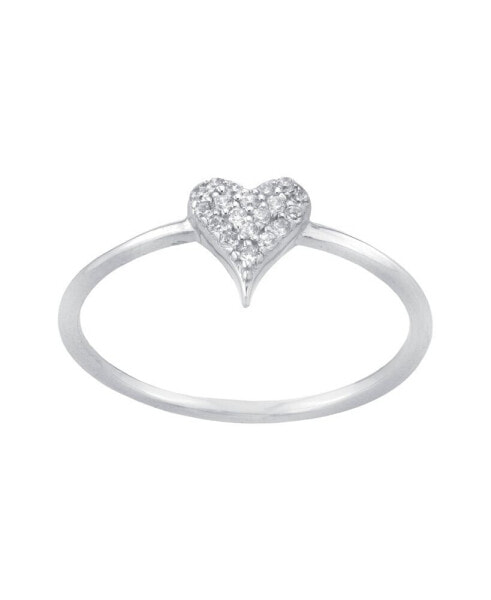 Cubic Zirconia (0.19 ct. t. w.) Pave Heart Ring in Sterling Silver