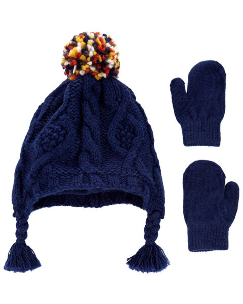 Baby 2-Pack Trapper Hat & Mittens Set 0-9M