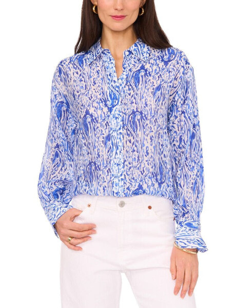 Women's Printed Button-Front Top