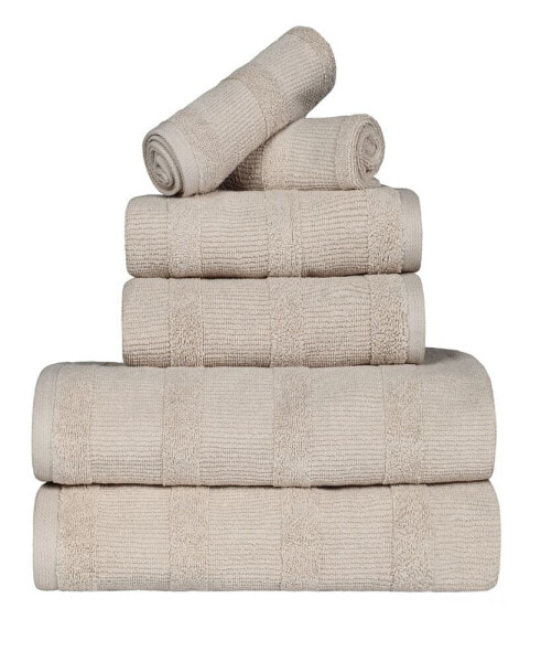 Roma Ribbed Turkish Cotton Quick-Dry Solid Assorted Highly Absorbent Towel 3 Piece Set