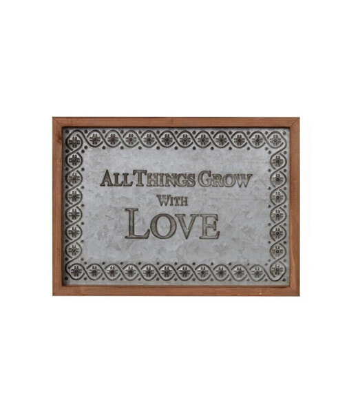 "All Things Grow with Love" Framed Metal Art