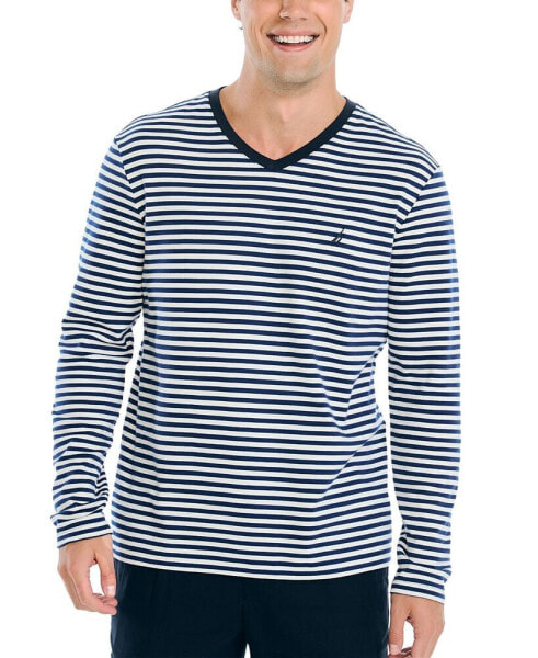 Men's V-Neck Striped Long Sleeve T-Shirt