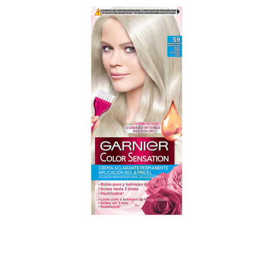 Garnier Color Sensation Permanent Hair Color No. S9 Ash Platinum Blonde Насыщенная перманентная крем краска для волос, оттенок пепельно-платиновый блонд
