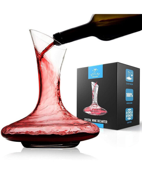 Crystal Red Wine Decanter - 100% Hand Blown Lead-Free Glass Wine Aerator (1800ml)