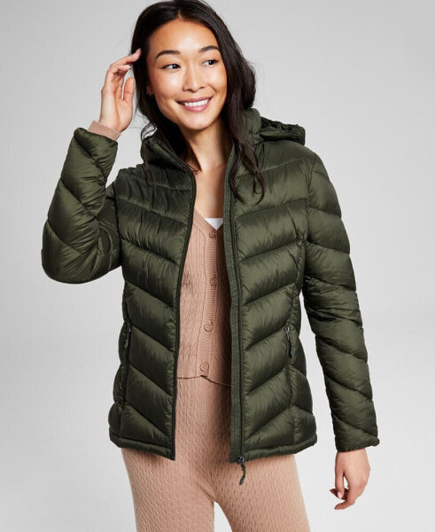 Куртка женская утепленная с капюшоном Charter Club Packable Hooded Puffer Coat, Created for Macy's