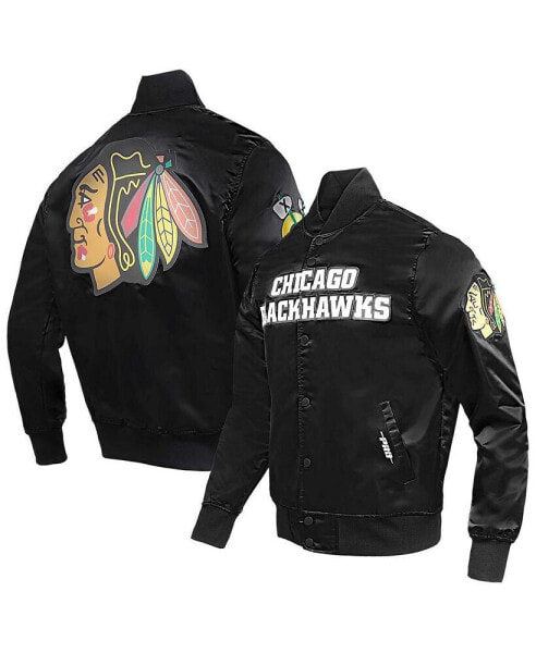 Men's Black Chicago Blackhawks Classic Satin Full-Snap Jacket