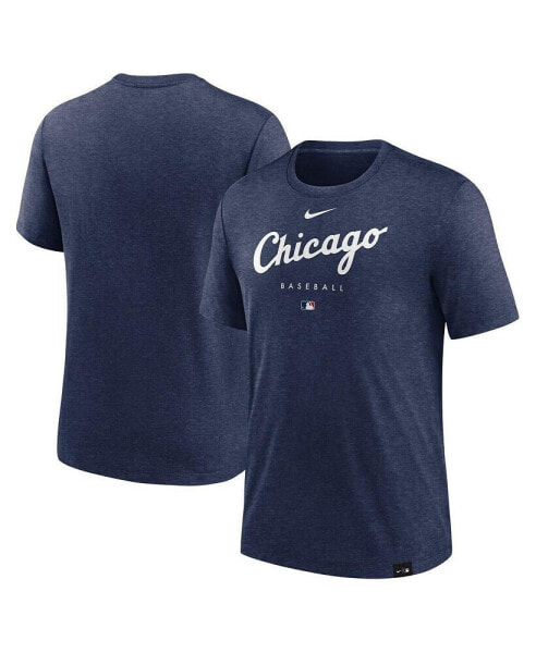 Men's Heather Navy Chicago White Sox Authentic Collection Early Work Tri-Blend Performance T-shirt