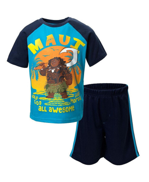 Boys Moana Maui T-Shirt and Mesh Shorts Outfit Set Blue