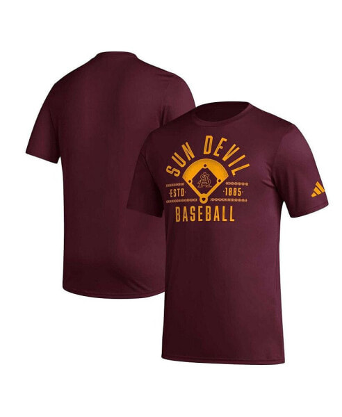 Men's Maroon Distressed Arizona State Sun Devils Exit Velocity Baseball Pregame AEROREADY T-shirt