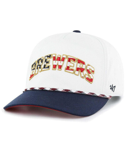 Men's White Milwaukee Brewers Flag Script Hitch Snapback Hat