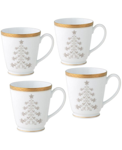 Набор фарфоровых кружек Noritake Charlotta Holiday Tree, 4 шт.