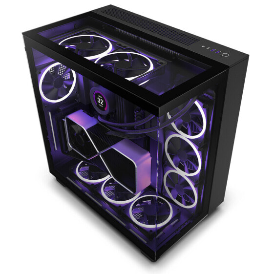 NZXT H9 Elite - Midi Tower - PC - Black - ITX - Micro-ITX - Mini-ITX - Stainless steel - Tempered glass - 16.5 cm