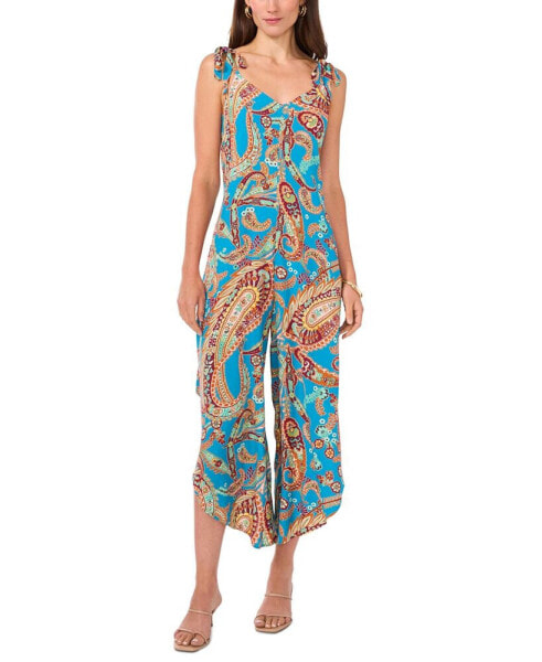 Women's Paisley Tie Shoulder Angled Hem Jumpsuit