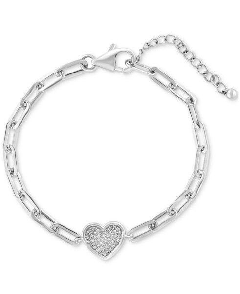 EFFY® Diamond Pavé Heart Paperclip Link Bracelet (1/5 ct. t.w.) in Sterling Silver