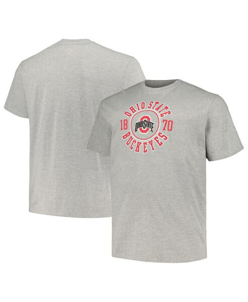 Men's Heather Gray Ohio State Buckeyes Big and Tall Circle Logo T-shirt