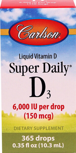 Carlson Super Daily D3 Liquid Vitamin --Жидкий витамин  D3 -6000 МЕ --10,3 мл