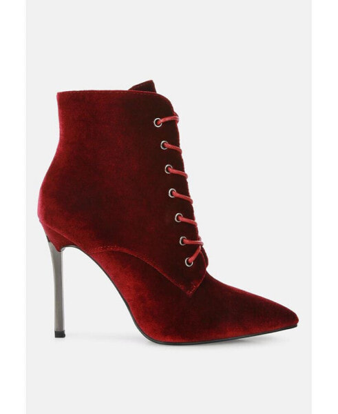 Women's bornsta velvet high heeled velvet boots