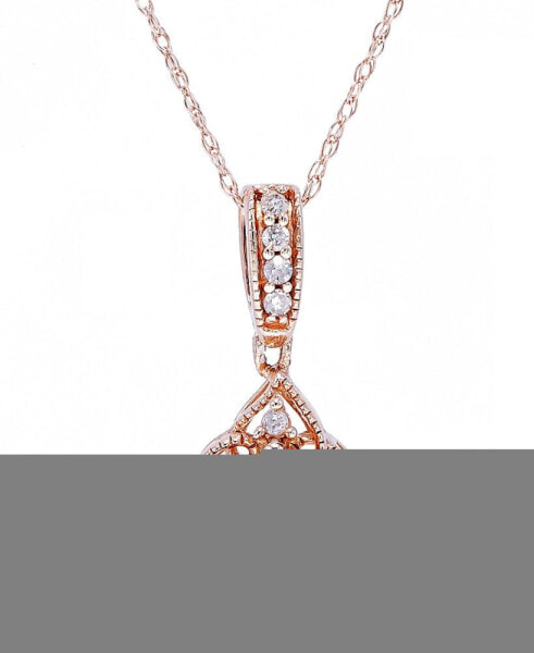 Aquamarine (1/2 ct. t.w.) & Diamond (1/10 ct. t.w.) Teardrop 18" Pendant Necklace in 14k Rose Gold-Plated Sterling Silver