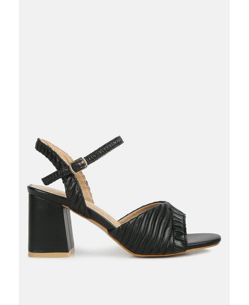 nicholas pleated strap block heel sandals