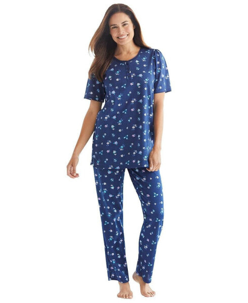 Plus Size Floral Henley PJ Set