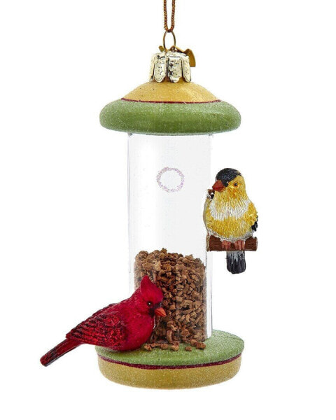 Kurt Adler 4.5In Noble Gems Glass Bird Feeder Ornament Multicolor